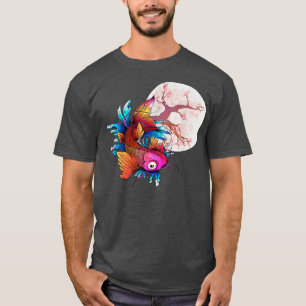 Camiseta Árvore Koi Sakura Nadando Joias Peixes Japoneses