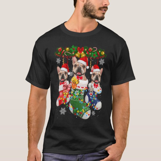 Camiseta Árvore Meias de Natal do Buldogue Francês - San Xm (Frente)