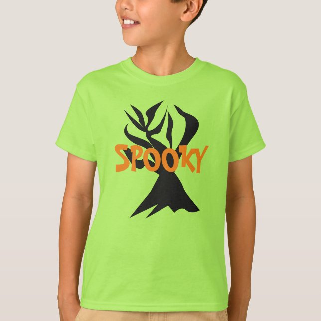 Camiseta Árvore Mínima de Spooky do Halloween (Frente)