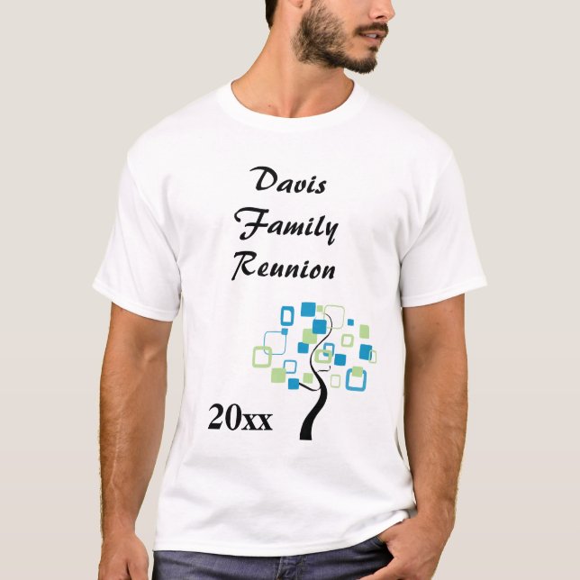 Camiseta Árvore moderna retro da reunião de família feita (Frente)