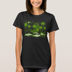Camiseta Árvore Musical Negra e Verde Te Amo à Lua