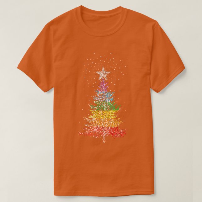 Camiseta Árvore Natal Árvore Natal Cores Arco-Íris LGBTQ (Frente do Design)