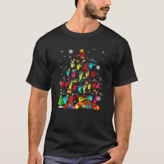 Camiseta Árvore Natal ASL Luzes Xmas Luzes ASL Símbolo Ling