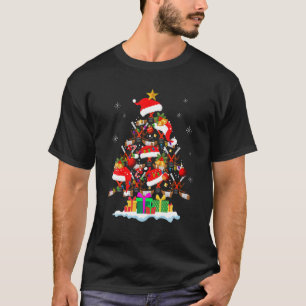 Camiseta Árvore Natal Bola de Hóquei no Gelo Santa Hat En