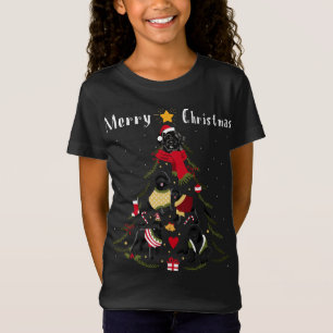 Camiseta Árvore Natal Cão de Água Português Sobrevoando Cão