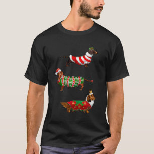 Camiseta Árvore Natal Dachshund T Mostra Pijama Engraçado X
