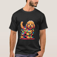 Árvore Natal de Goldendoodle Luzes Ouro Doo