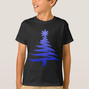 Camiseta Árvore Natal Estêncil Cobalto Azul