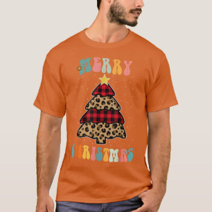 Camiseta Árvore Natal Light Xmas Retro Groovy Leopard Buf