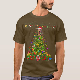 Camiseta Árvore Natal Luz Airedale Terrier Dog Gift Lo