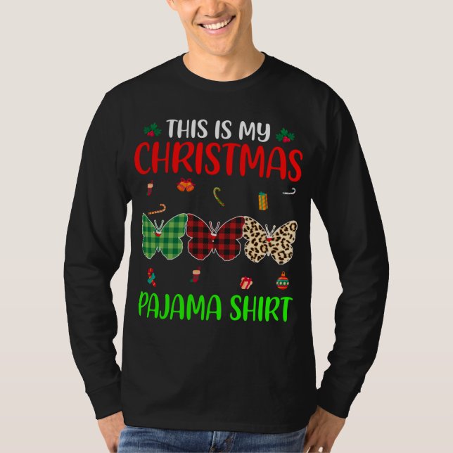 Camiseta Árvore Natal Pajama Borboleta Sobrevoada Animais X (Frente)