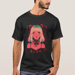 Camiseta Árvore Natal Pastel Anime Girl Waifu doce Holid