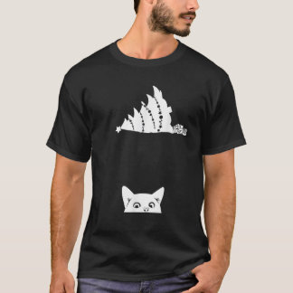 Camiseta Árvore Natal Vermelha Dando Xmas Em Torno De Gato 
