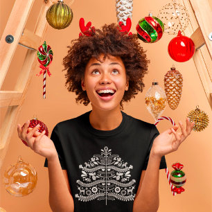 Camiseta Árvore Nórdica de Natal da Escandinávia Branca