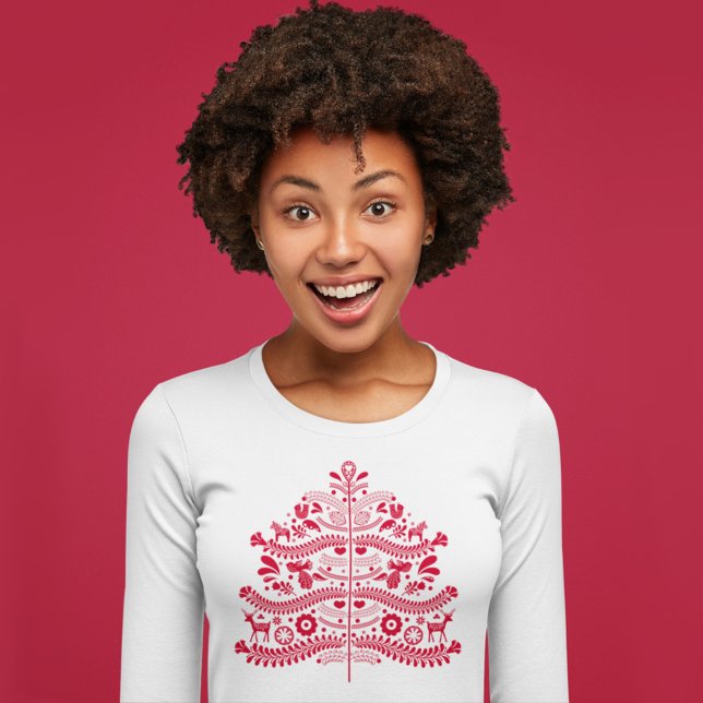 Camiseta Árvore Nórdica de Natal da Red Scandinavian (Criador carregado)