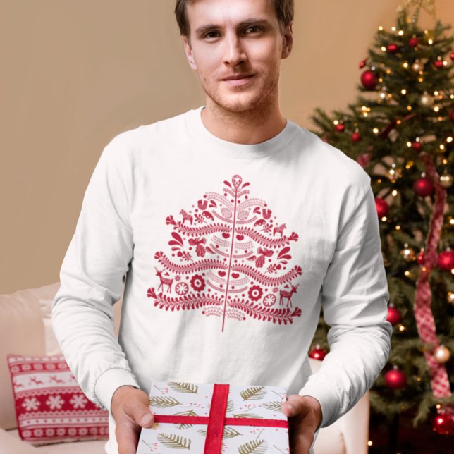 Camiseta Árvore Nórdica de Natal da Red Scandinavian (Criador carregado)