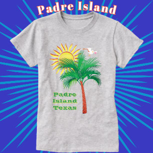 Camiseta Árvore Palm, Seagull e Sun da Ilha padre do Texas