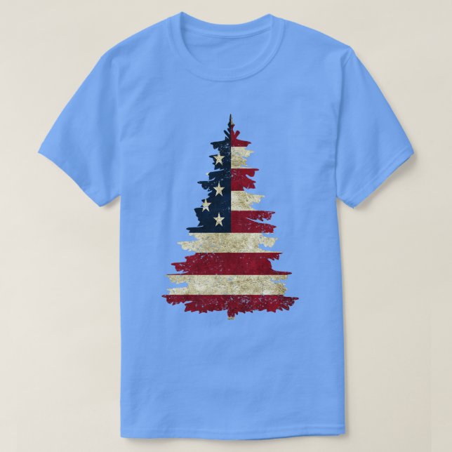 Camiseta Árvore Pine de Sinalizador Americano (Frente do Design)
