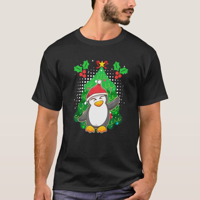 Camiseta Árvore Pinguim de Natal Pinguim (Frente)
