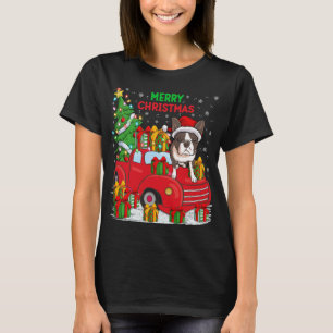 Camiseta Árvore Red Truck Lighting Boston Terrier Dog Ch