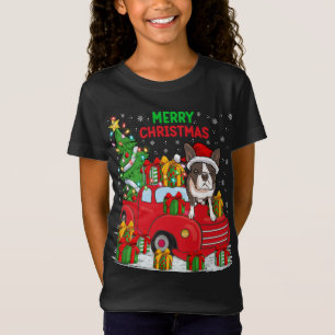 Camiseta Árvore Red Truck Lighting Boston Terrier Dog Ch
