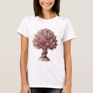 Camiseta Árvore Rosa da Vida em Prata com Design Ousado