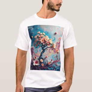Camiseta Árvore Surreal com Flores Emergentes
