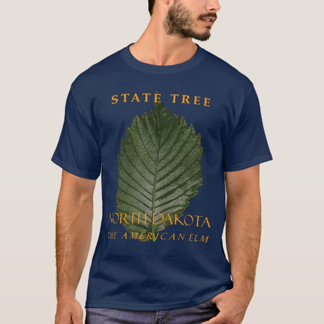 Camiseta Árvore Territorial do Dakota do Norte - Elm Americ (Frente)