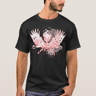 Camiseta árvore traçada. vermelha e branca.