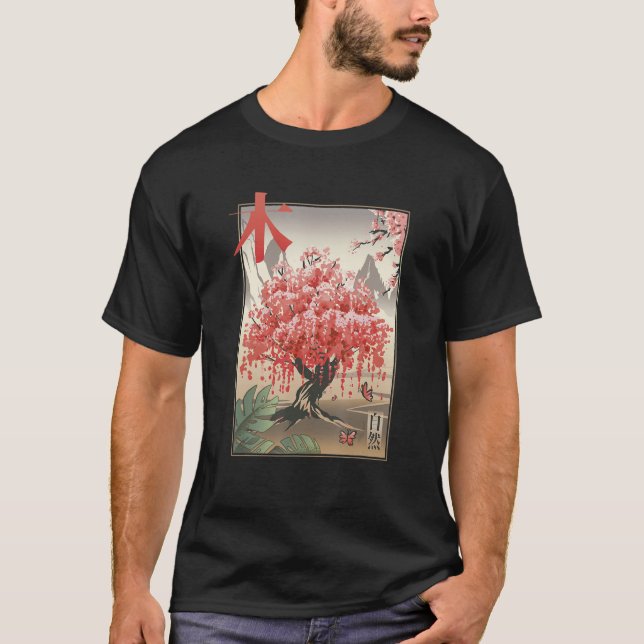 Camiseta Árvore tradicional de flores de cereja japonesa Sa (Frente)