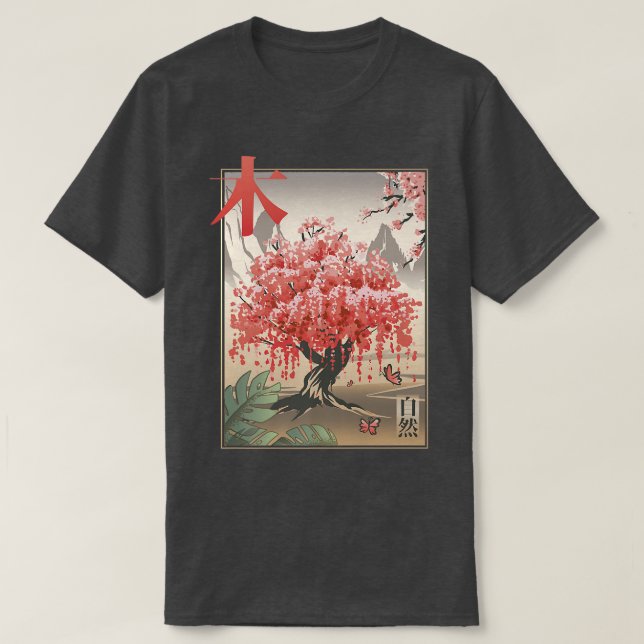 Camiseta Árvore tradicional de flores de cereja japonesa Sa (Frente do Design)