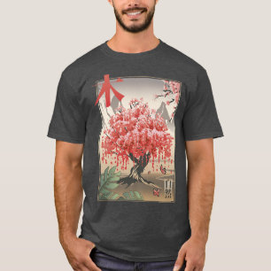 Camiseta Árvore tradicional de flores de cereja japonesa Sa
