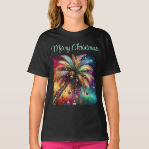 Camiseta Árvore Tropical de Natal Whimsso Vivid