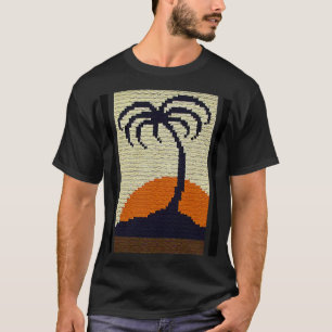 Camiseta Árvore Tropical Palm Sunrise Artisan Crochet Impr