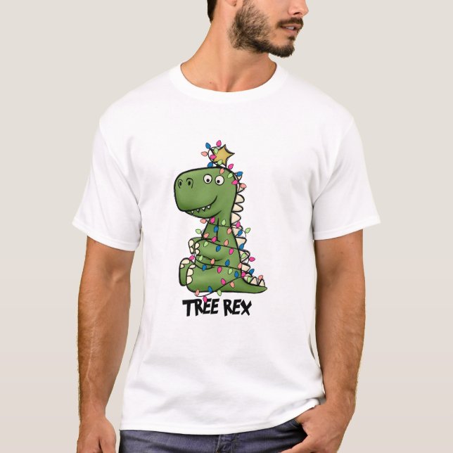 Camiseta Árvore Verde Cura Rex Dino Natal (Frente)