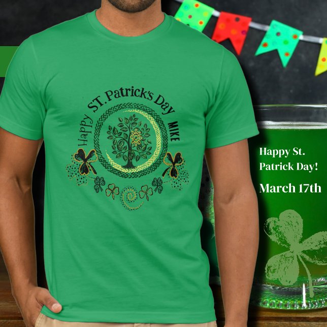 Camiseta Árvore Verde e Personalizada de Sharmrock (Custom Green Sharmrock Tree of life T-Shirt )