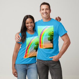 Camiseta Árvore Verde sob um arco-íris