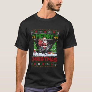 Camiseta Árvore Xmas Luz Papais noeis Feias Andando Hyena N