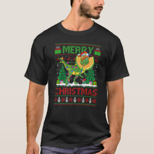 Camiseta Árvore Xmas Luzes Feias Papais noeis Dilophossauro