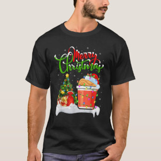 Camiseta Árvore Xmas Luzes Santa Hat Comida Rápida Noodais 