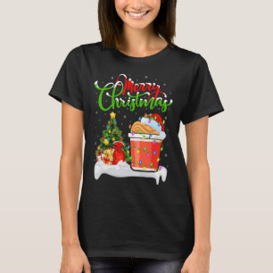 Camiseta Árvore Xmas Luzes Santa Hat Comida Rápida Noodais 
