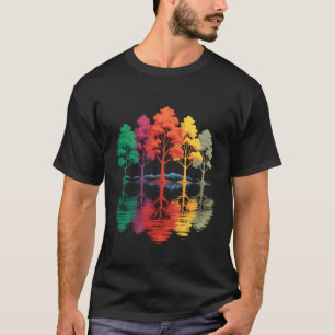 Camiseta Árvores Coloridas Vida Selvagem Natureza Espelho a