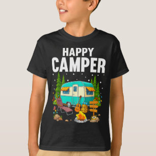 Camiseta Árvores de campista feliz estrelas e trailer de ac