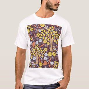 Camiseta Árvores de jardim, florais, padrão de maçã