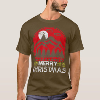 Camiseta Árvores de Montanha Feliz de Natal e Campos de Ale