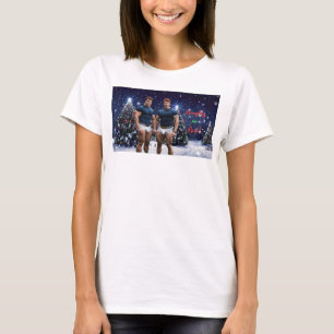Camiseta Árvores de Natal brilhantes do SlipperyJoe dois mu