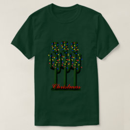 Camiseta Árvores de Natal Cactus com T-shirt de Luzes Brilh