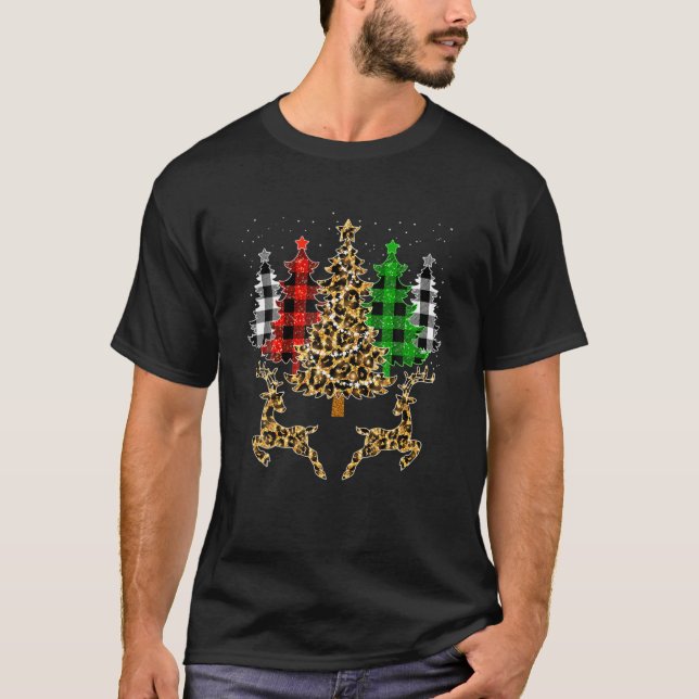 Camiseta Árvores de Natal Com Xadrez Vermelha (Frente)