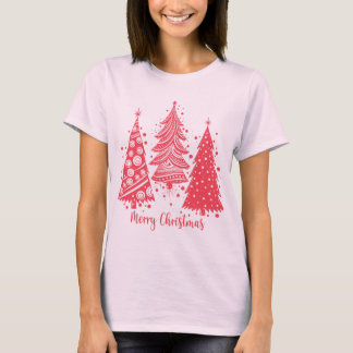 Camiseta Árvores de Natal cor-de-rosa