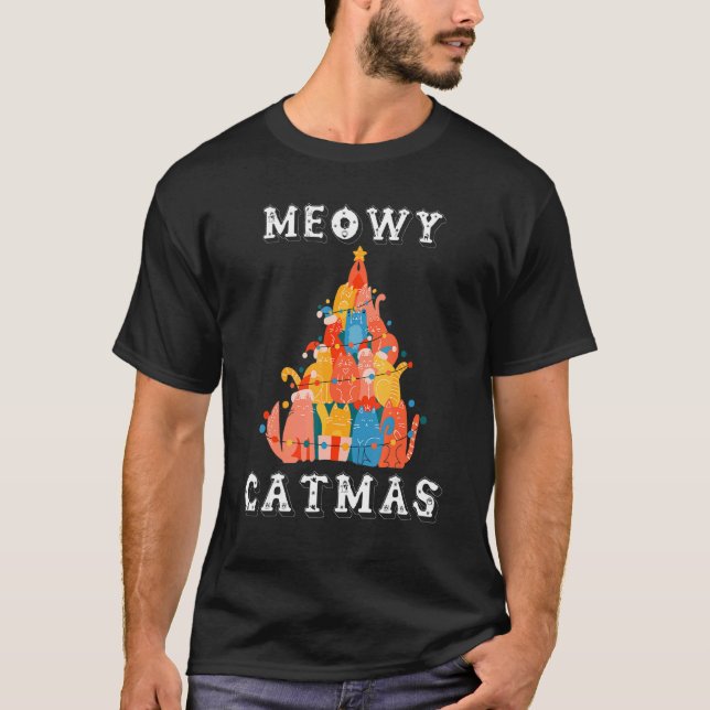 Camiseta Árvores de Natal do Gato Meowy Catmas (Frente)
